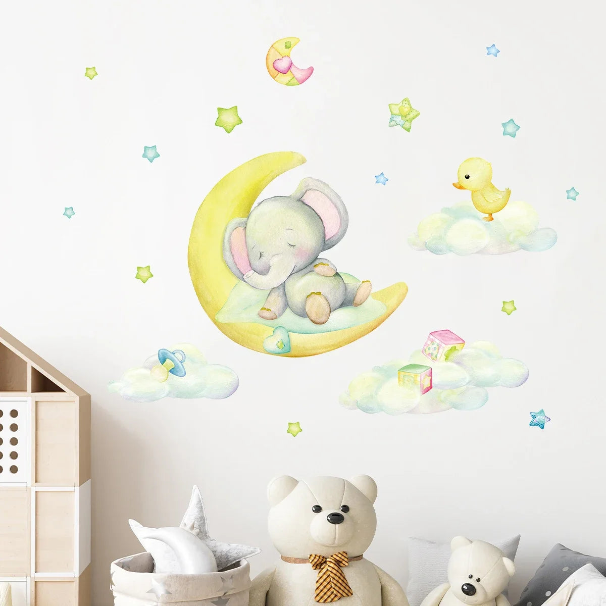 Cartoon Cute Animals Elephant Play Wall Sticker Kids Room Decoration for Bedroom Wall Art Home Decore Living Room Wall Decals-HomeDecorDecals_com