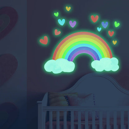 Cartoon Rainbow Luminous Wall Stickers Glow In The Dark Cloud Heart DIY Wall Decal For Baby Kids Room Nursery Home Decorations-HomeDecorDecals_com