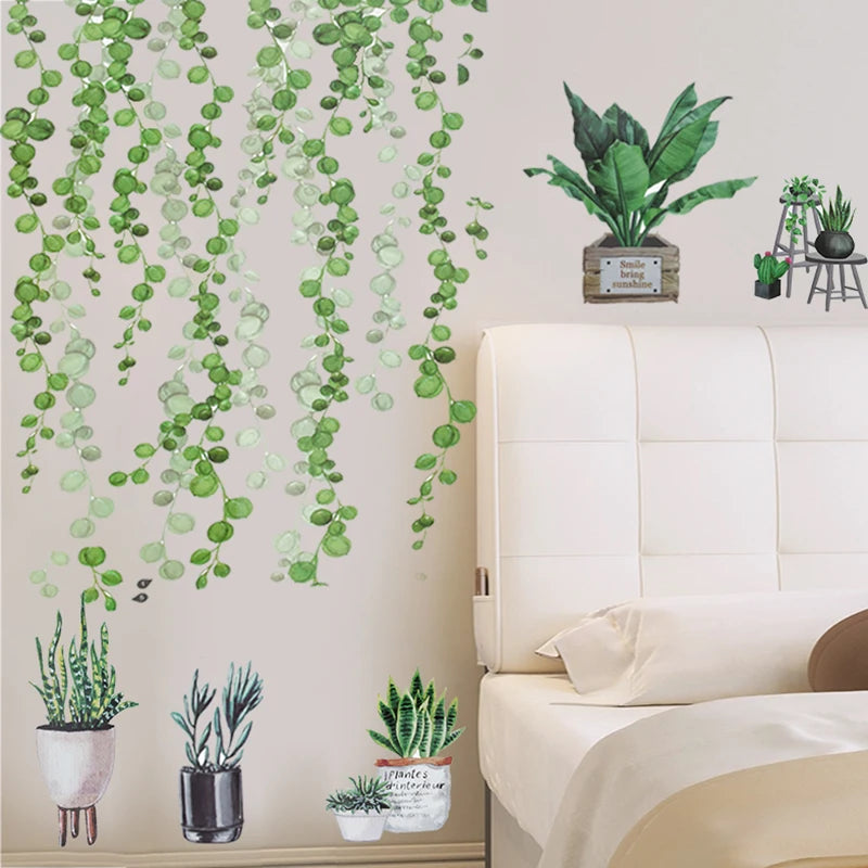 Tropical Leaves and Flowers Wall Decal | Home Decor decorative wall feature by HomeDecorDecals.