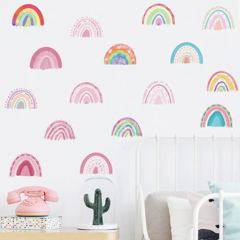 1x Cartoon Arch Rainbow DIY Wall Stickers for Baby Room Kids Bedroom Nursery Window Decor Removable PVC Decals Home Pieces Mural-HomeDecorDecals_com