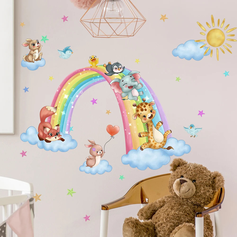 Animals on Rainbow Clouds Wall Decal | Home Decor design details by HomeDecorDecals.
