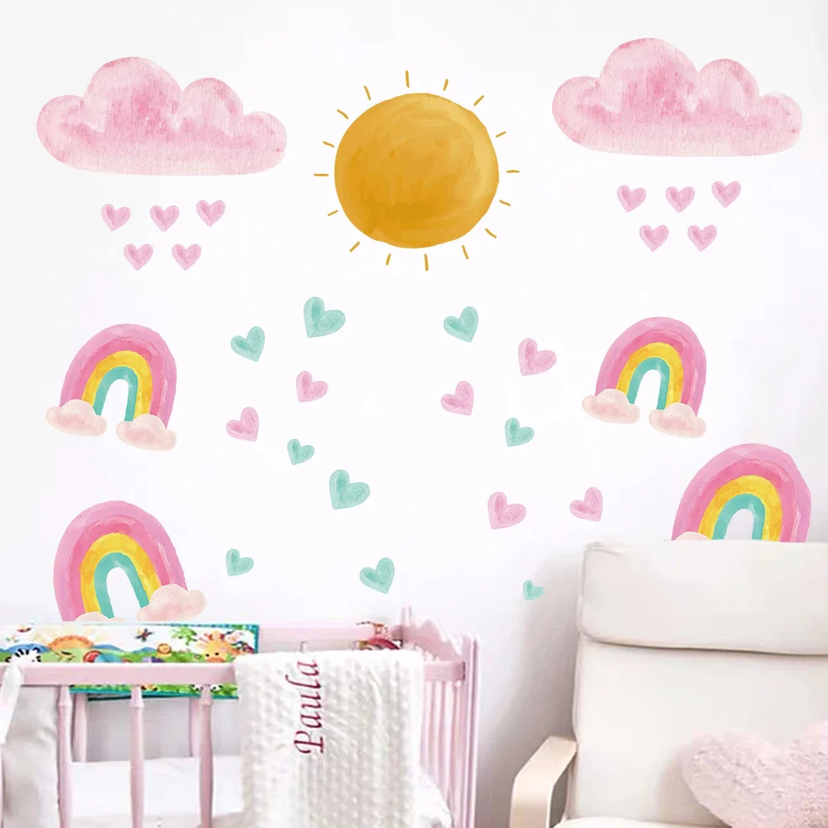 Cartoon Cute Cloud Love Rainbow Wall Stickers Decoration for Bedroom Girls Gift Kids Room Wall Art Living Room Wall Decals DIY-HomeDecorDecals_com