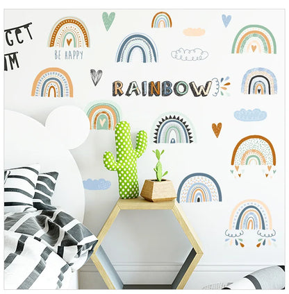 1x Cartoon Arch Rainbow DIY Wall Stickers for Baby Room Kids Bedroom Nursery Window Decor Removable PVC Decals Home Pieces Mural-HomeDecorDecals_com