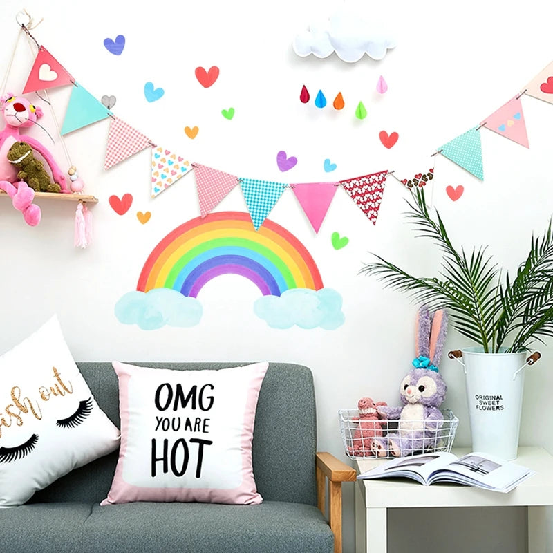 Cartoon Rainbow Luminous Wall Stickers Glow In The Dark Cloud Heart DIY Wall Decal For Baby Kids Room Nursery Home Decorations-HomeDecorDecals_com