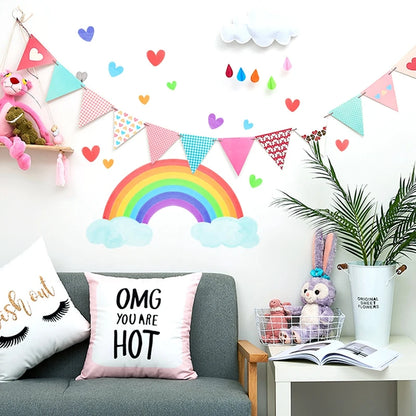 Cartoon Rainbow Luminous Wall Stickers Glow In The Dark Cloud Heart DIY Wall Decal For Baby Kids Room Nursery Home Decorations-HomeDecorDecals_com