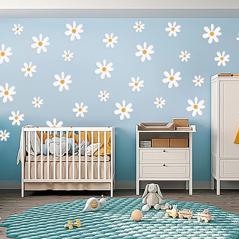 Detailed look at White Daisy Flower Wall Decal | Home Decor by HomeDecorDecals.