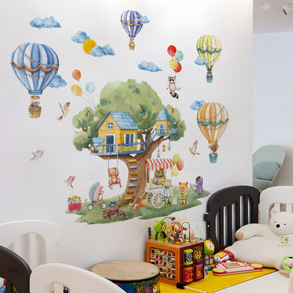 Cartoon Tree And Balloon Animals Wall Sticker-HomeDecorDecals_com