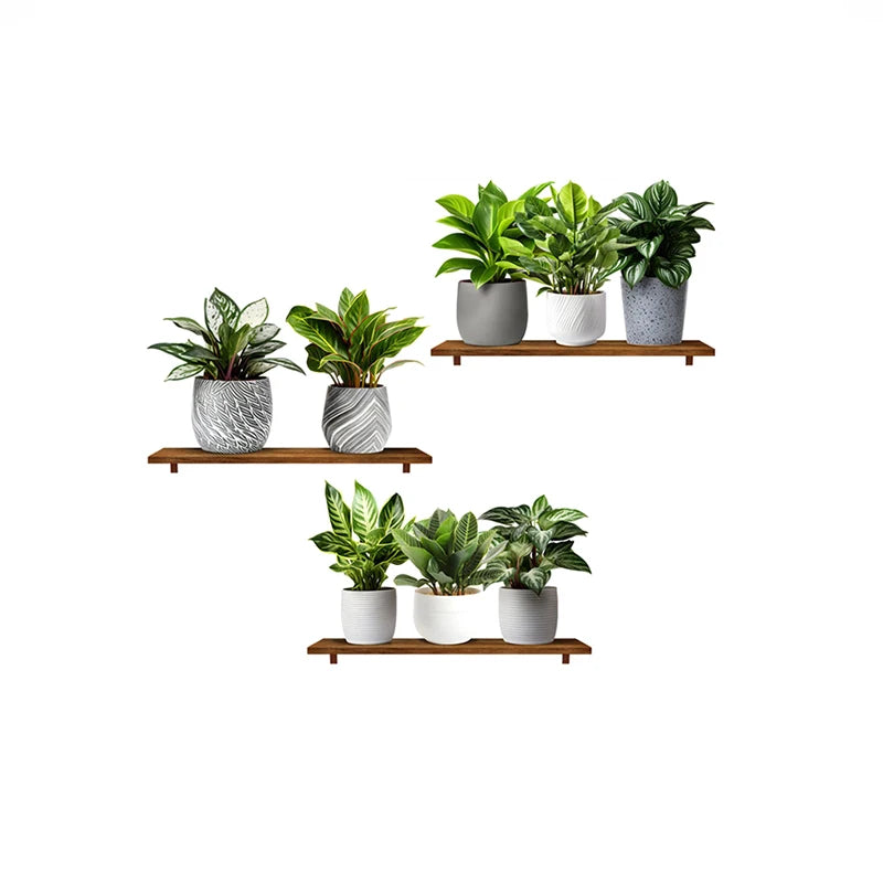 3Pcs/Set Fake Green Plants Potted Plant 3D Wall Stickers Waterproof Self Adhesive Decals Living Room Study Office Decor-HomeDecorDecals_com