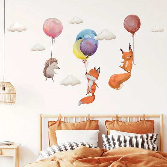 Cartoon Fox and Forest Animals Wall Decal | Kids Room Decor removable peel and stick wall decal by HomeDecorDecals.