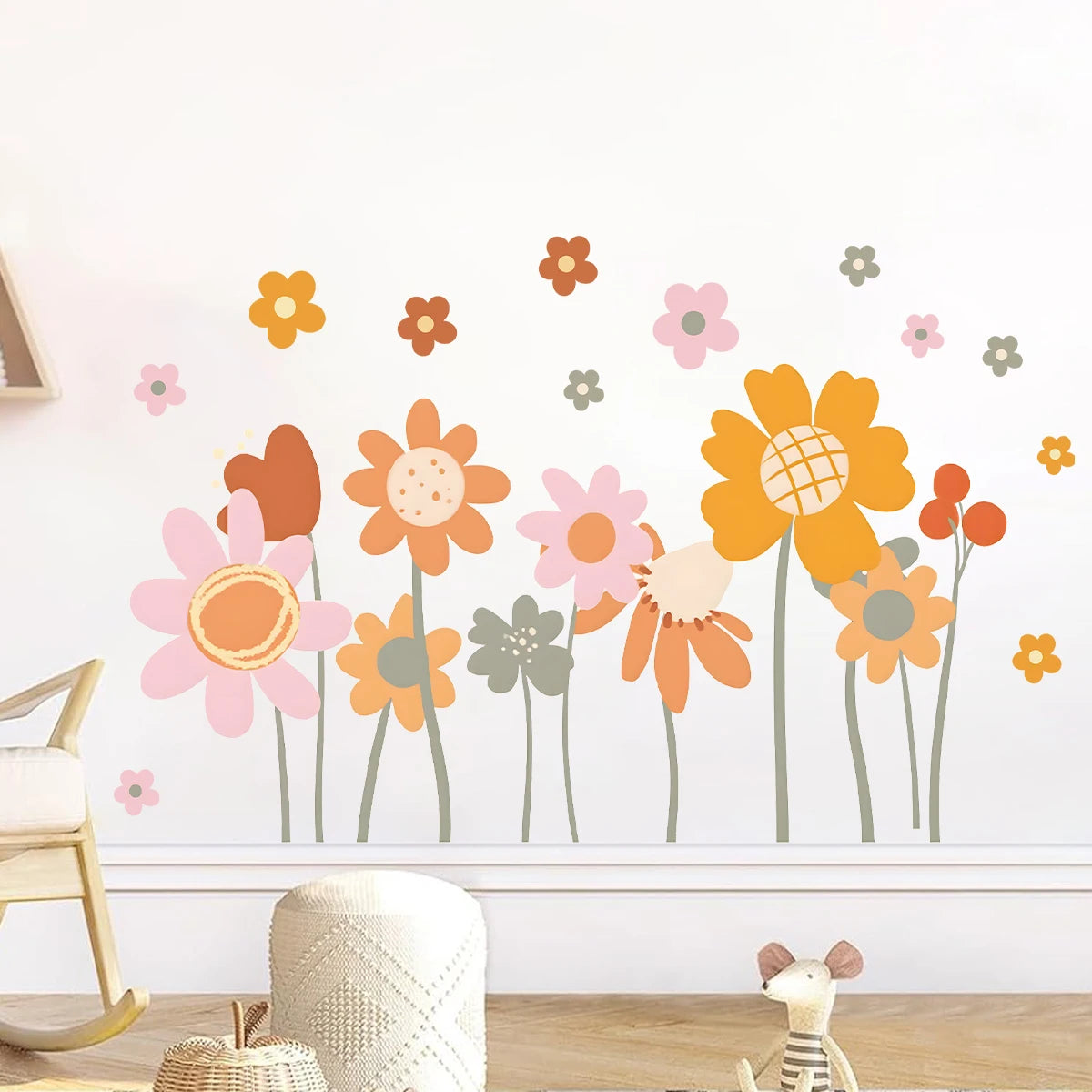1pcs Cartoon Cute Flower Pattern PVC Removable Wall Stickers for Nursery Kids Room Decoration Wall Decals Home Decor Background-HomeDecorDecals_com