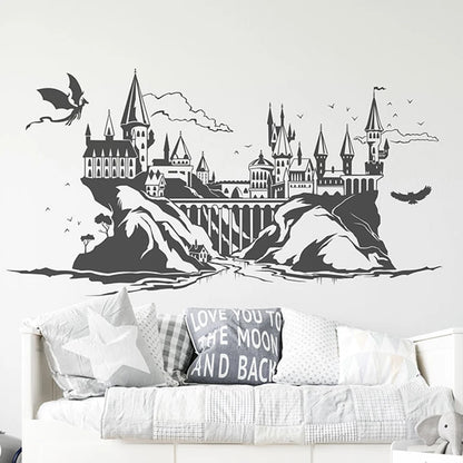 Enchanted Castle Landscape Wall Decal | Home Decor removable peel and stick wall decal by HomeDecorDecals.