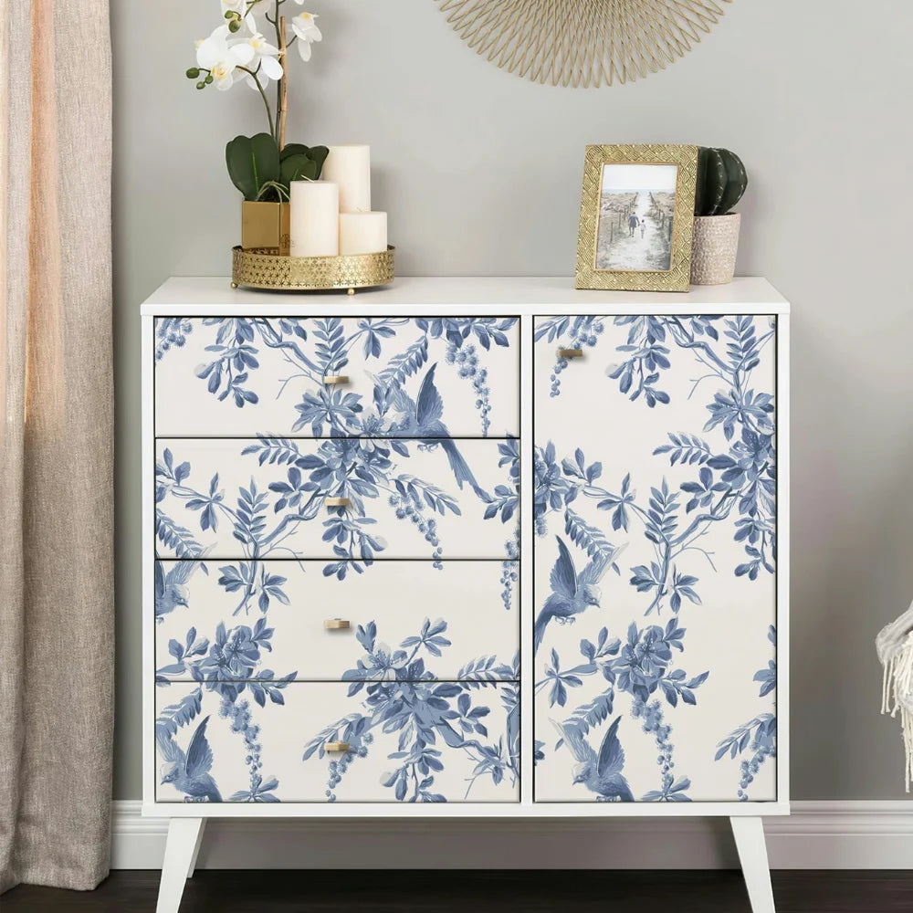 Close-up view of Blue Bird Floral Wall Decal | Home Decor by HomeDecorDecals.