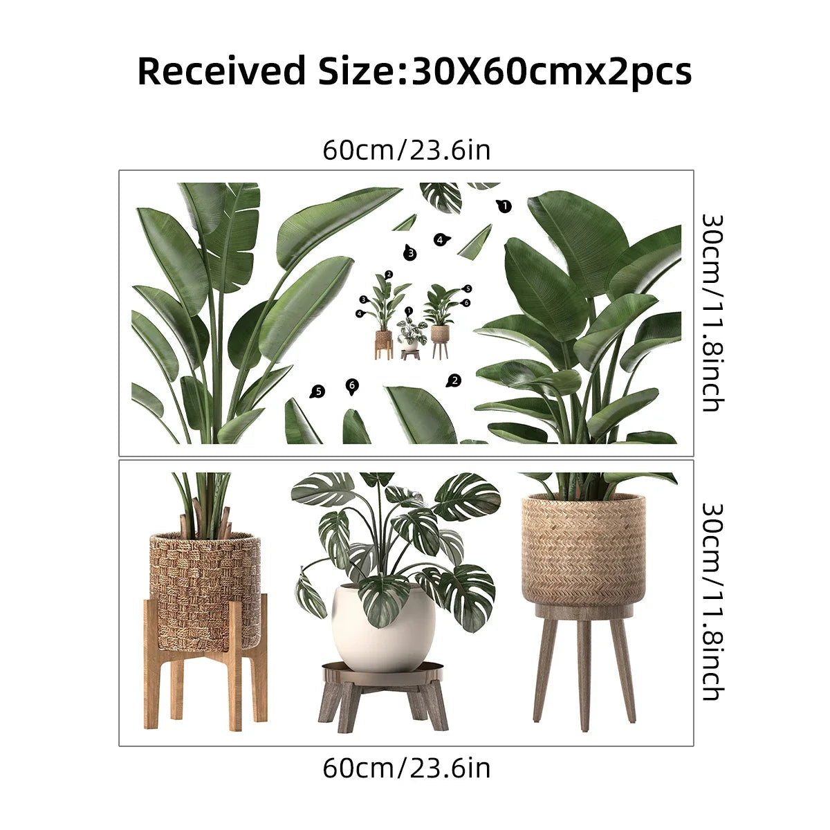 Green Potted Plant Wall Stickers 2PCS PVC Decor-HomeDecorDecals_com
