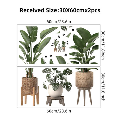 Green Potted Plant Wall Stickers 2PCS PVC Decor-HomeDecorDecals_com