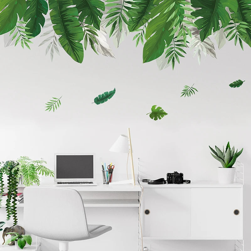 Close-up view of Tropical Palm Leaves Wall Decal | Home Decor by HomeDecorDecals.