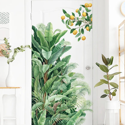 Green Leaves Wall Stickers For Home Living Room Decorative Vinyl Wall Decal Tropical Plants DIY Kid Door Murals Wallpaper-HomeDecorDecals_com