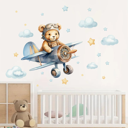Cartoon Astronaut Bear Wall Sticker PVC Kids Decor-HomeDecorDecals_com