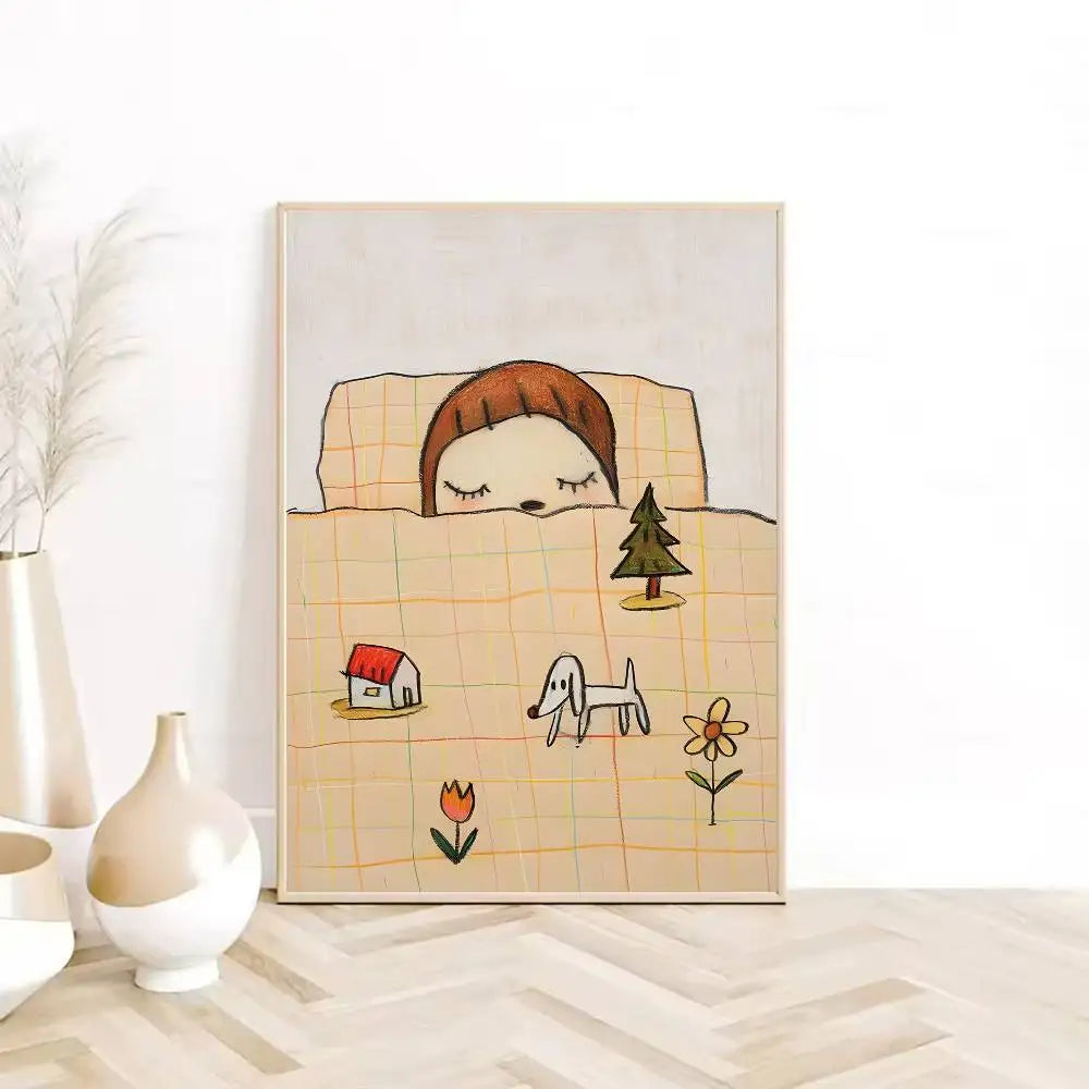 Y-Yoshitomo Nara Art Lovely melancholy Poster HD sticky wall waterproof home living room bedroom Dorm bar aesthetic decoration-HomeDecorDecals_com