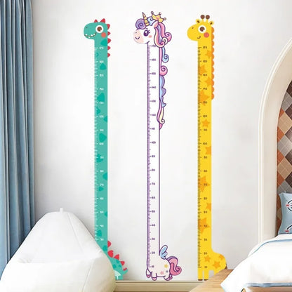 Children Growth Height Ruler Sticker To Measure And Record Kids Height With Unicorn Dinosaur Giraffe Cartoon Nursery Decor-HomeDecorDecals_com
