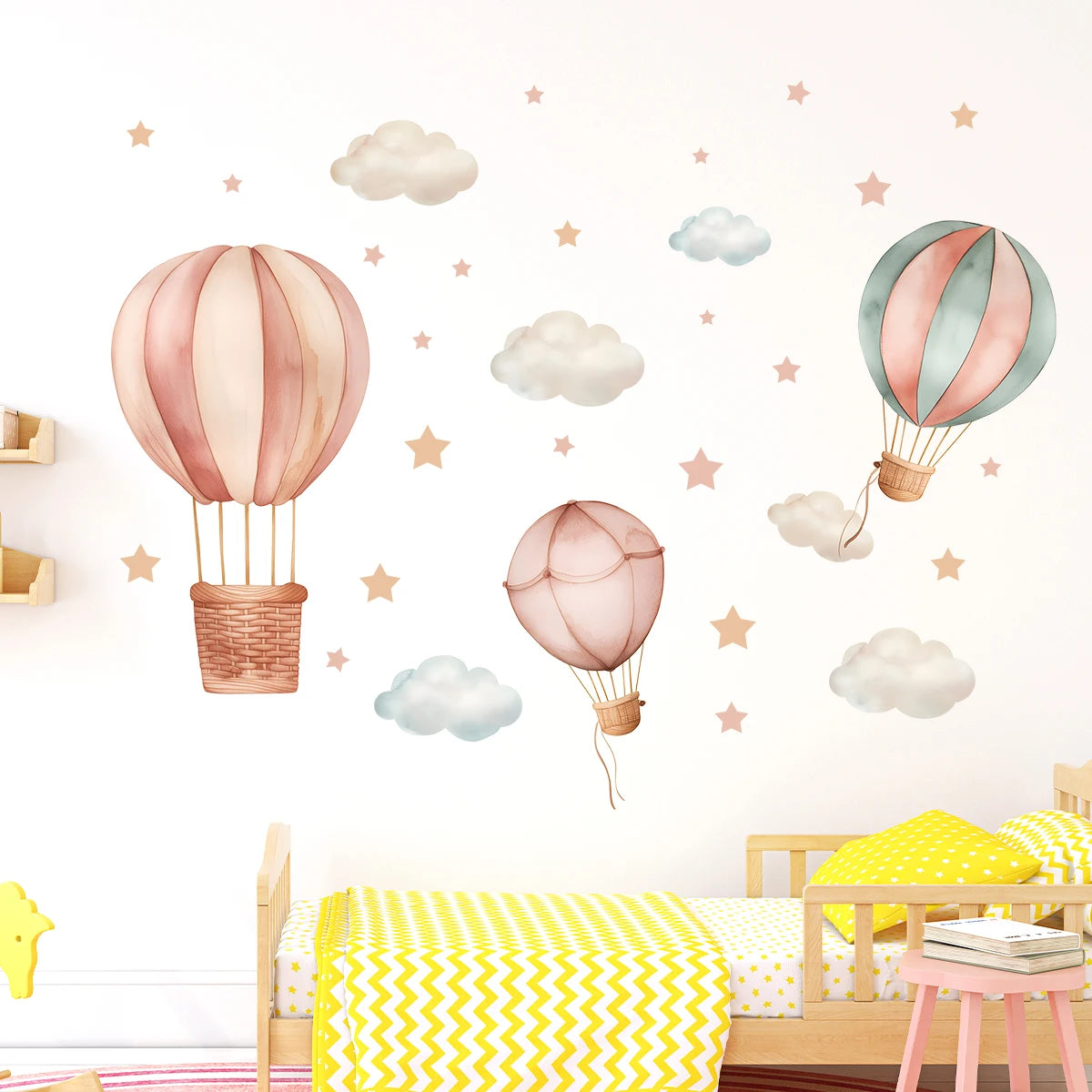 1Pc Cartoon Cloud Star Balloon Furniture Wall Stickers for Kids Room Decor Children Bedroom Decoration Living Room Wall Decals-HomeDecorDecals_com