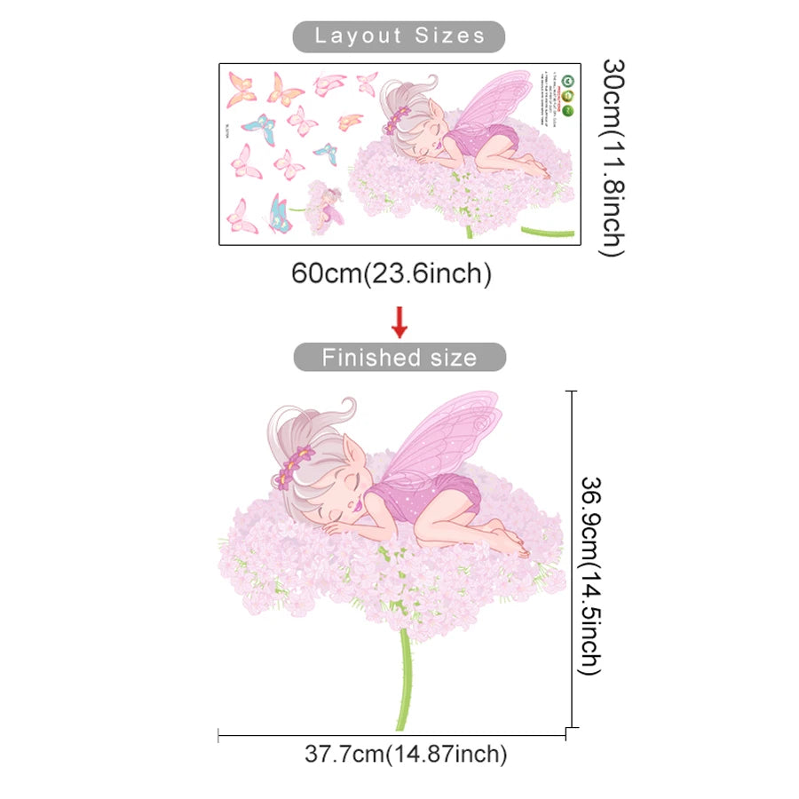 Cartoon Cute Fairy Mushroom House Plant Wall Sticker Flower Elves Wall Decals for Kids Room Baby Girl Nursery Room Bedroom Decor-HomeDecorDecals_com