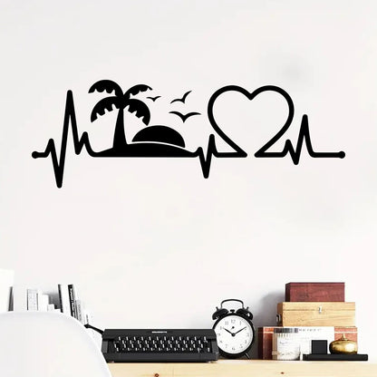 Close-up view of Love Shape Island Silhouette Wall Decal | Home Decor by HomeDecorDecals.