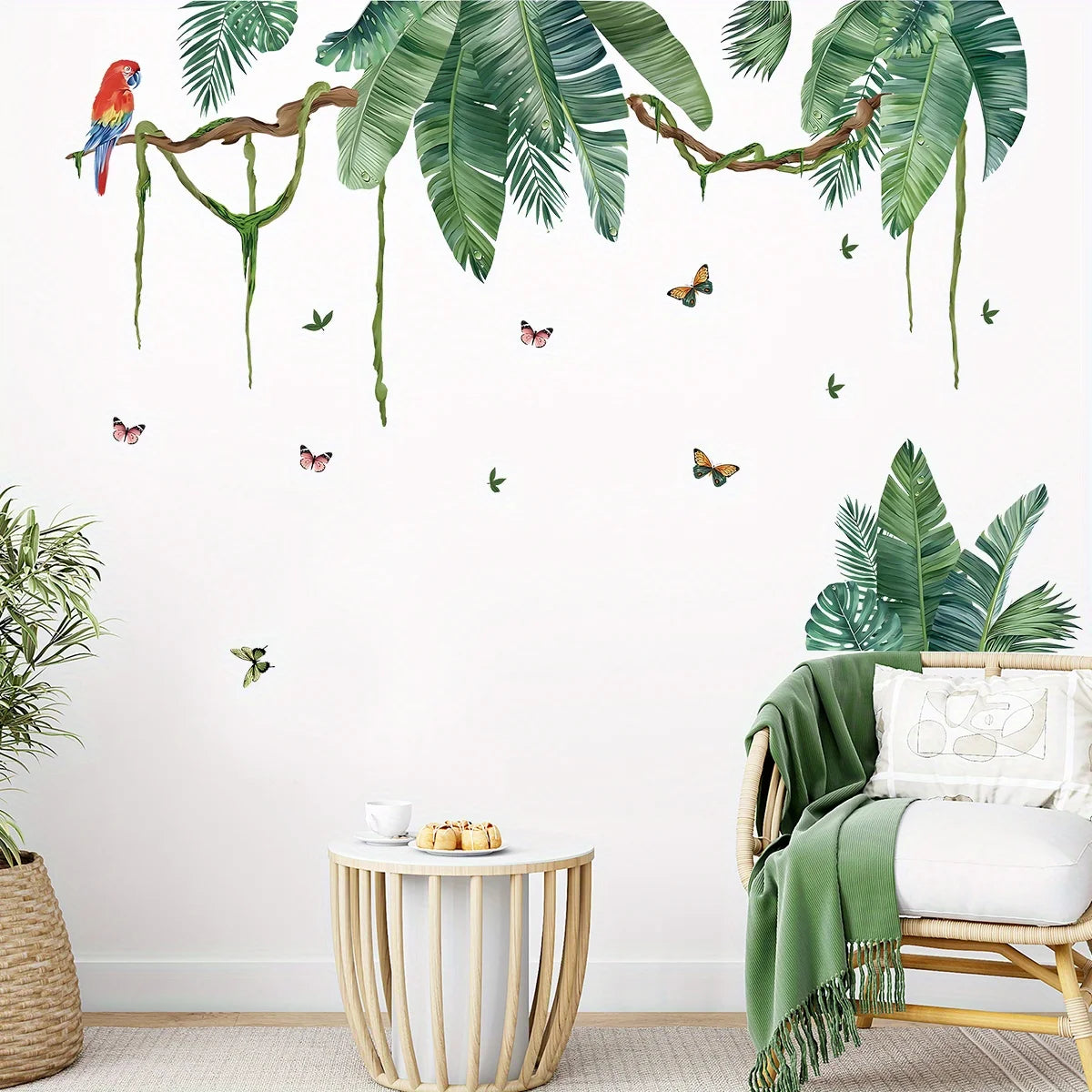 Watercolor Leaf andamp; Butterfly Wall Sticker PVC Kids Decor-HomeDecorDecals_com