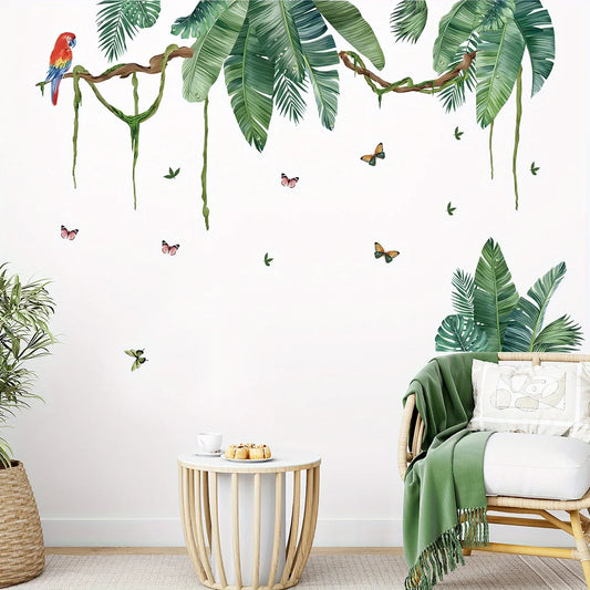 Watercolor Leaf andamp; Butterfly Wall Sticker PVC Kids Decor-HomeDecorDecals_com