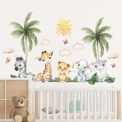 African Safari Wall Stickers Lion, Elephant and Giraffe-HomeDecorDecals_com