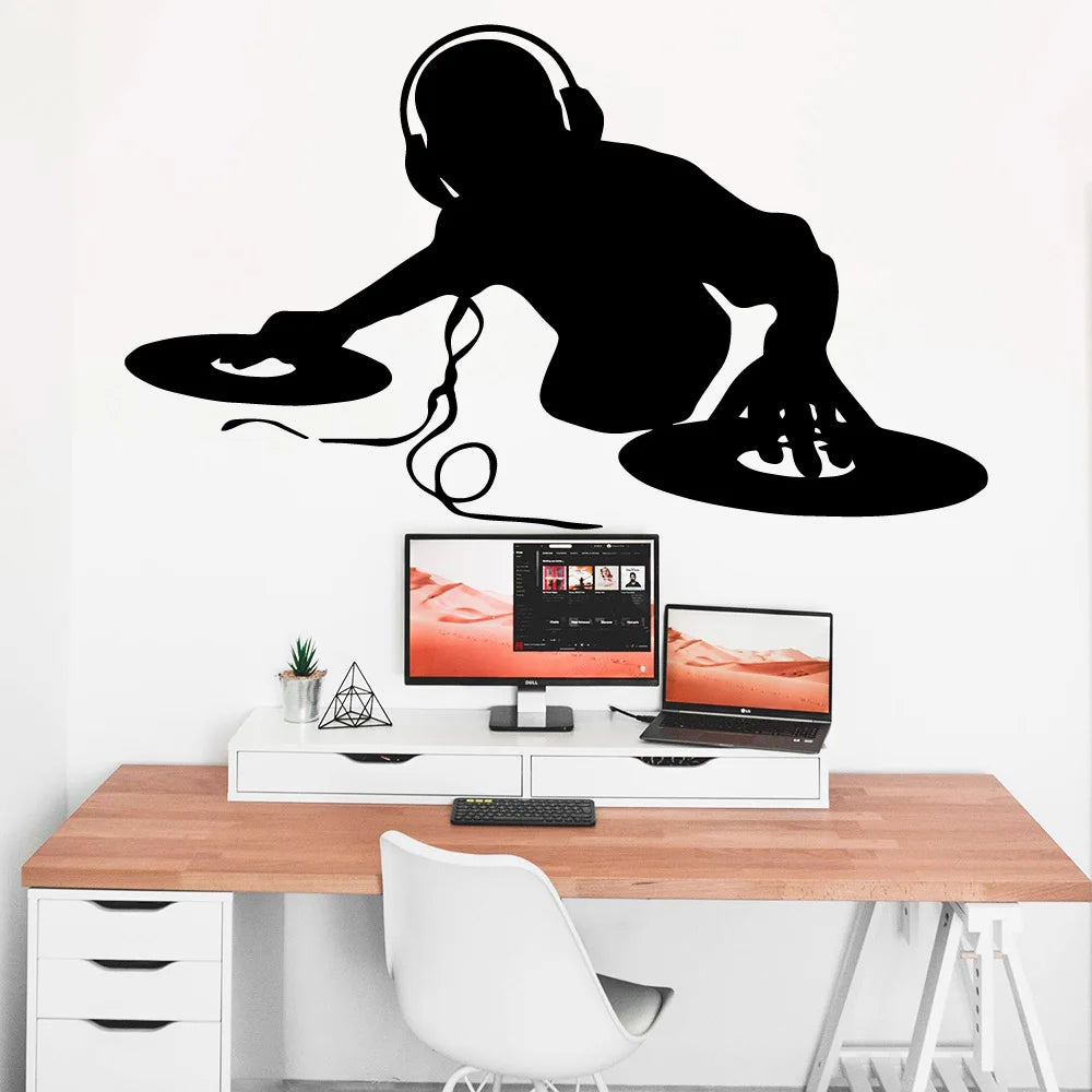 Close-up view of DJ Wall Decal | Gaming Room Decor by HomeDecorDecals.