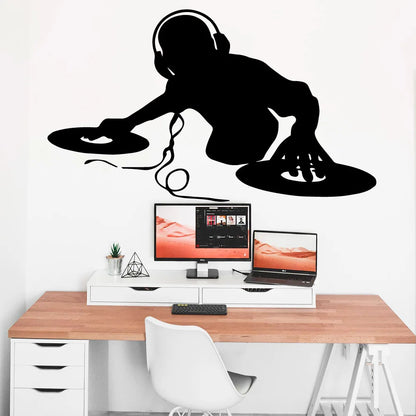 Close-up view of DJ Wall Decal | Gaming Room Decor by HomeDecorDecals.