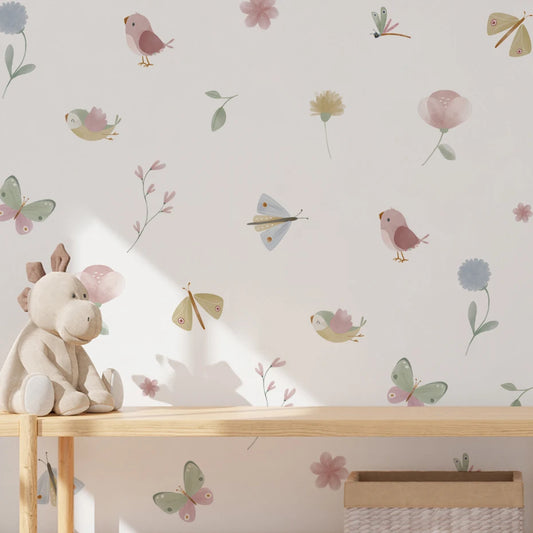 Boho Pink Butterfly Birds Wall Stickers Decoration for Kids Room Living Room Interior House Decor Vinyl Wall Decals Art Mural-HomeDecorDecals_com
