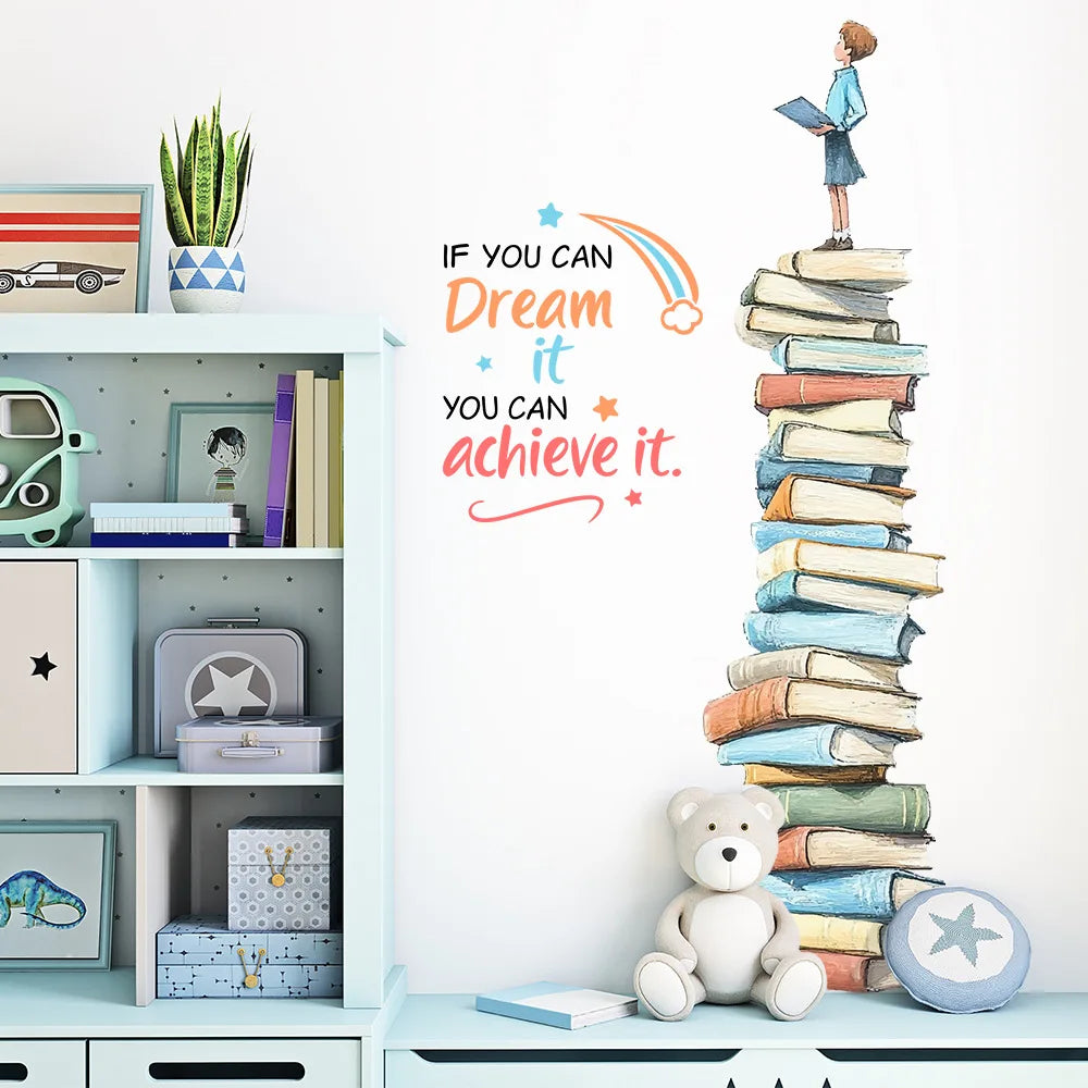 Boy Standing on a Book Wall Decal | Room Decor design details by HomeDecorDecals.
