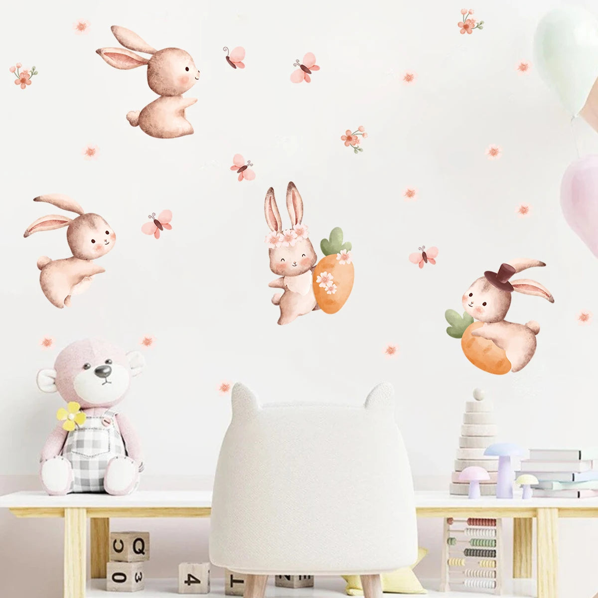 Colourful Cartoon Bunny Wall Sticker-HomeDecorDecals_com