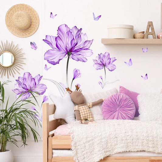 Purple Tulip Flowers Wall Decal | Home Decor removable peel and stick wall decal by HomeDecorDecals.