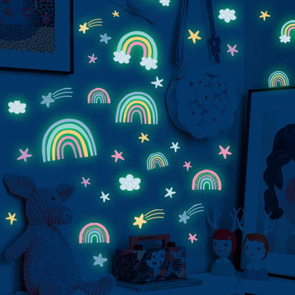 Cartoon Rainbow Luminous Wall Stickers Glow In The Dark Cloud Heart DIY Wall Decal For Baby Kids Room Nursery Home Decorations-HomeDecorDecals_com