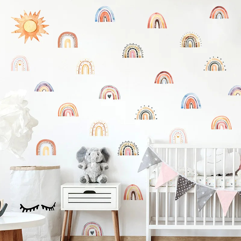 1x Cartoon Arch Rainbow DIY Wall Stickers for Baby Room Kids Bedroom Nursery Window Decor Removable PVC Decals Home Pieces Mural-HomeDecorDecals_com