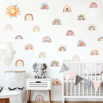 1x Cartoon Arch Rainbow DIY Wall Stickers for Baby Room Kids Bedroom Nursery Window Decor Removable PVC Decals Home Pieces Mural-HomeDecorDecals_com