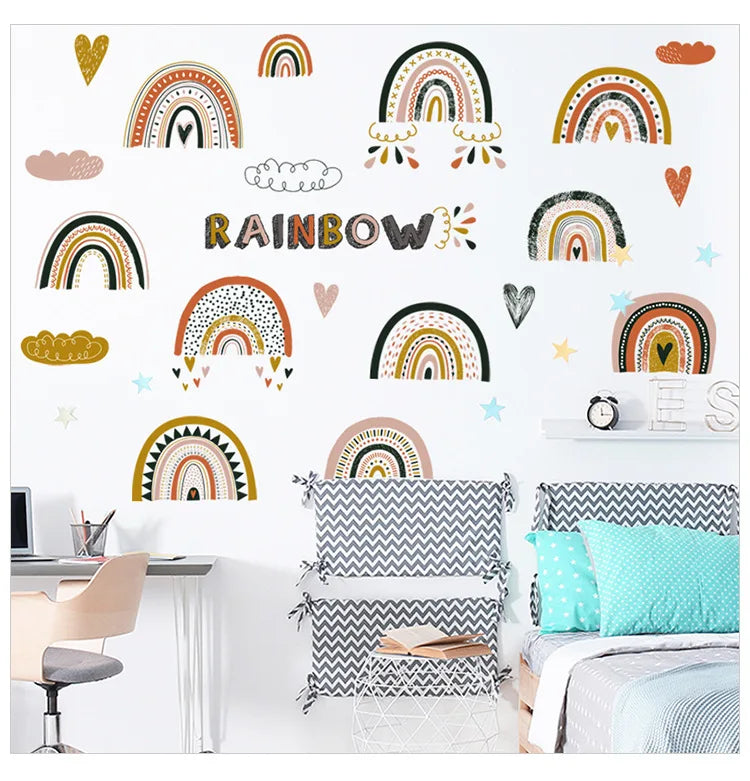 1x Cartoon Arch Rainbow DIY Wall Stickers for Baby Room Kids Bedroom Nursery Window Decor Removable PVC Decals Home Pieces Mural-HomeDecorDecals_com