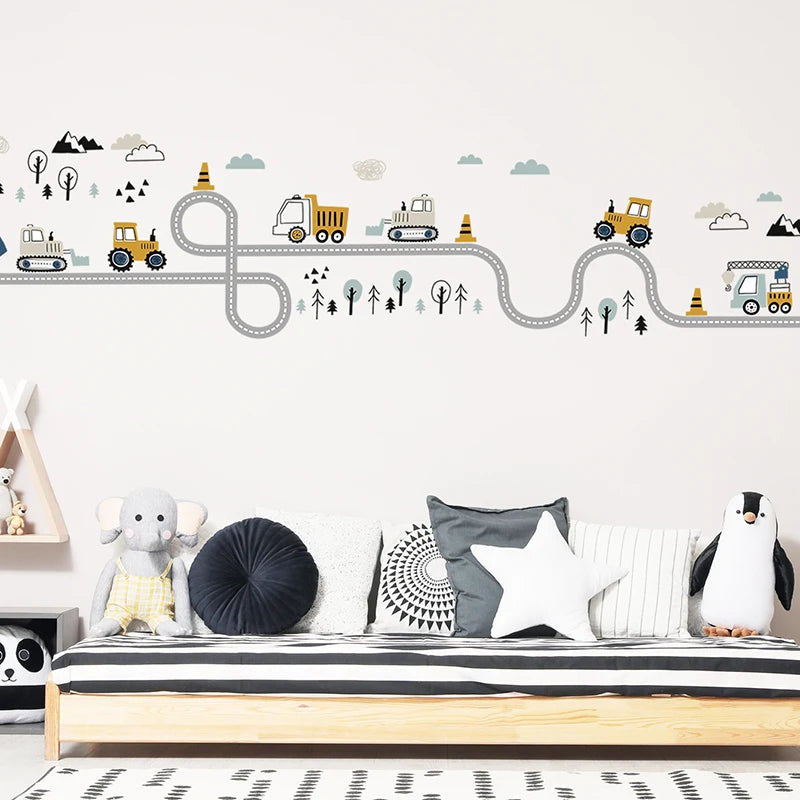 1pc Cartoon Cars Wall Stickers for Children Room Kids Room Truck Tractor Bedroom Wall Decoration Home Decor for The House-HomeDecorDecals_com