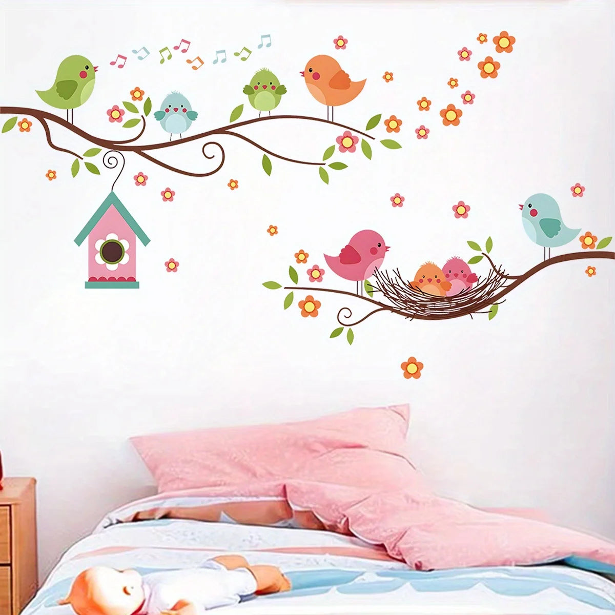 Cartoon Bird Family Wall Sticker for Kids Room Decor-HomeDecorDecals_com