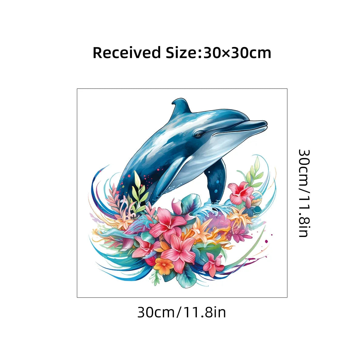 Watercolour Flower Dolphin Wall Stickers Decoration for Bedroom Wall Art Home Decore Living Room Door Kids Room Wall Decals-HomeDecorDecals_com