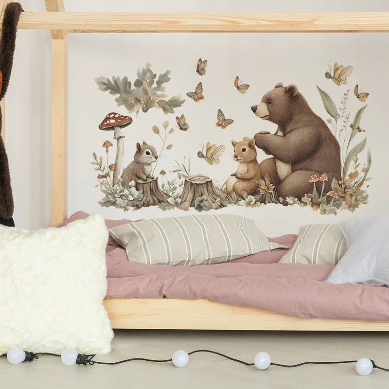 Bear Squirrel and Butterfly Wall Decal | Home Decor design details by HomeDecorDecals.