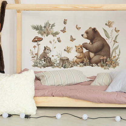 Bear Squirrel and Butterfly Wall Decal | Home Decor design details by HomeDecorDecals.