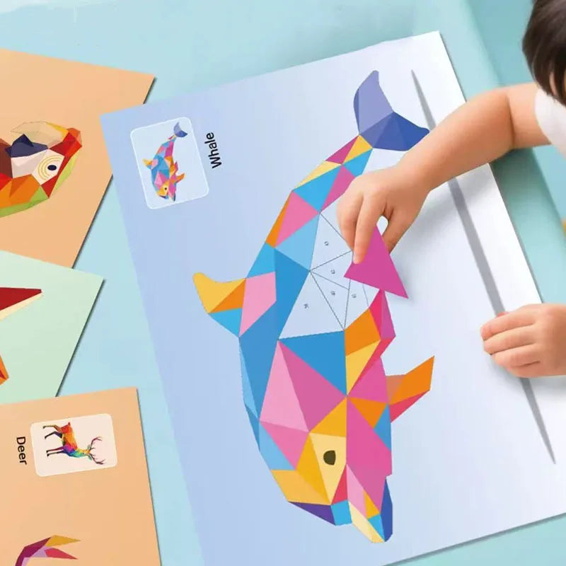 6 Theme DIY Creative 3D Puzzle Art Set Puzzle Digital Sticker Puzzle Animal Cognitive Training Enlightenment Toy Stickers-HomeDecorDecals_com