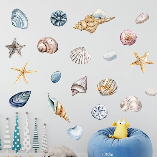 1X Beautiful Shell DIY Wall Stickers for Bathroom Decor Kids Removable Decals PVC Showcase Window Glass Tile Door Posters Mural-HomeDecorDecals_com