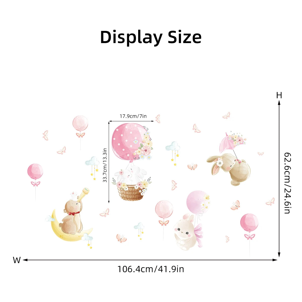 Cute Rabbit And Balloon Wall Decal for Kids-HomeDecorDecals_com