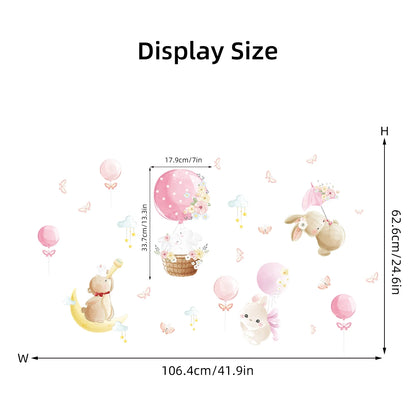 Cute Rabbit And Balloon Wall Decal for Kids-HomeDecorDecals_com