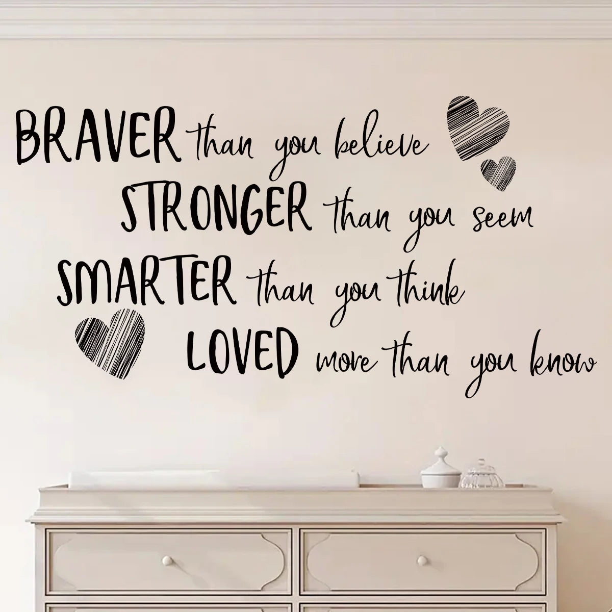 Close-up view of Warm Text Wall Decal | Home Decor by HomeDecorDecals.