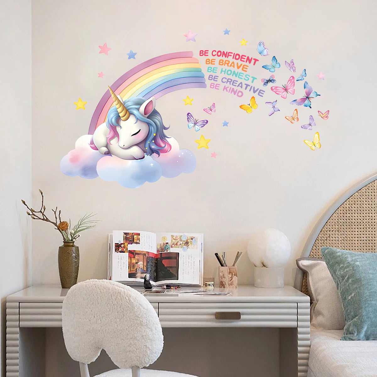 Nordic Bohemian Rainbow Unicorn Wall Sticker-HomeDecorDecals_com